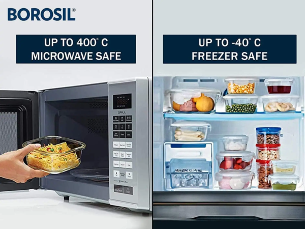 Borosil Glass Tiffin Set, 320ml, Set of 2, Clear - Image 2